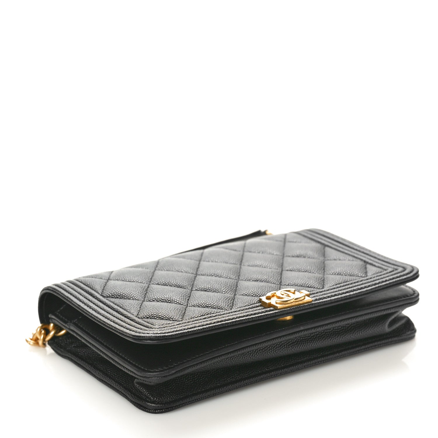 Chanel Caviar Quilted Boy Wallet On Chain WOC Black 4 of 11