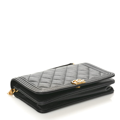 Chanel Caviar Quilted Boy Wallet On Chain WOC Black 4 of 11