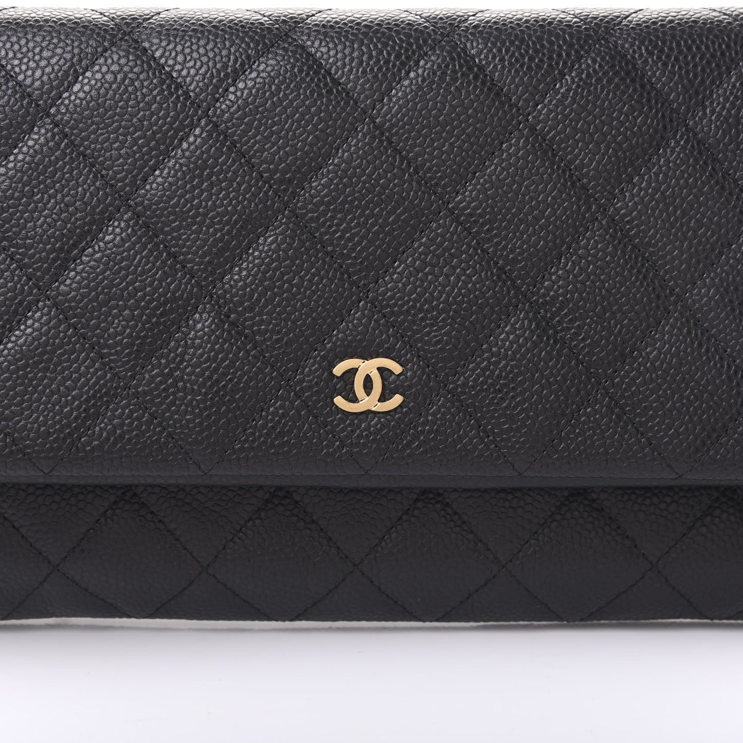 Caviar Quilted CC Beauty Clutch Black
