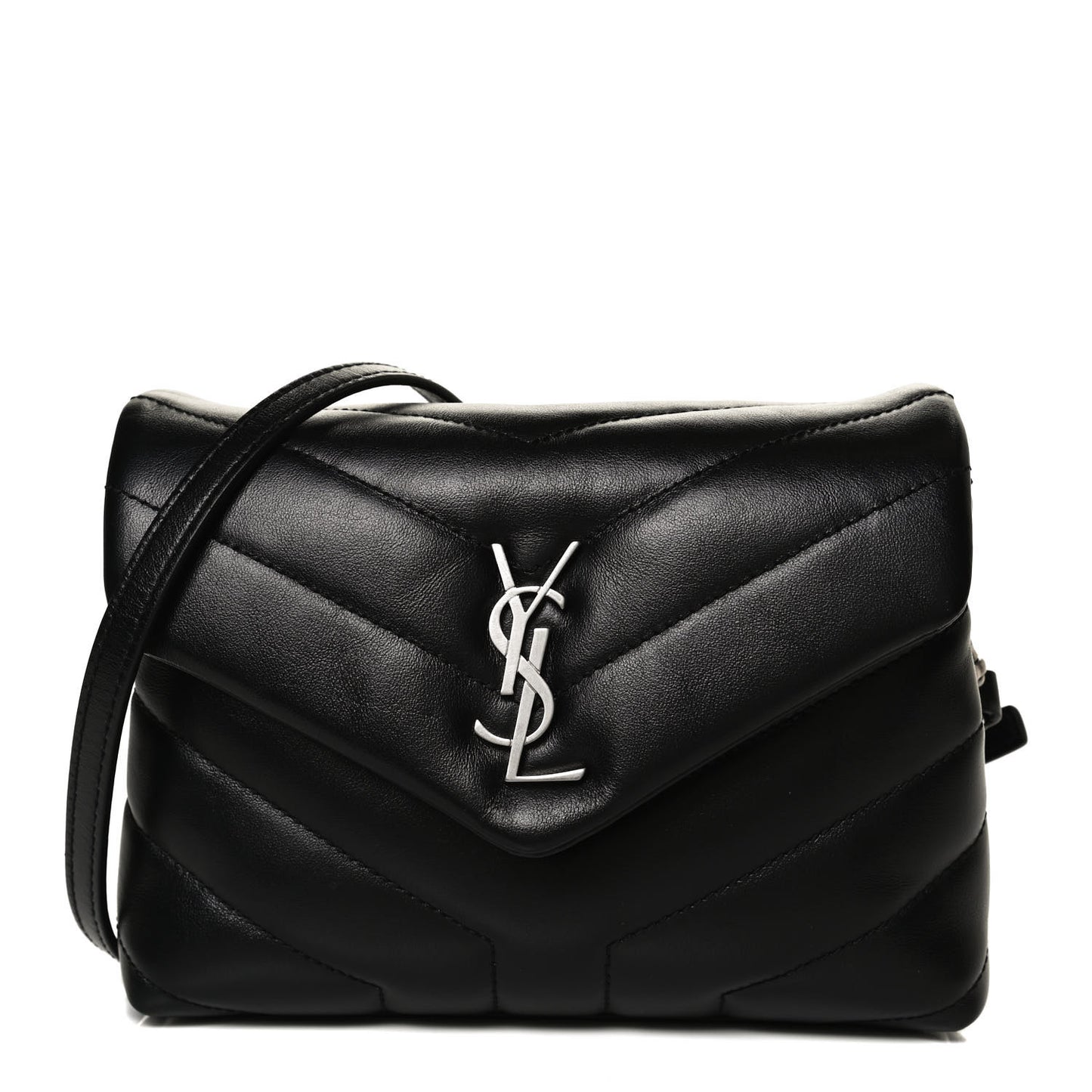 Calfskin Y Quilted Monogram Toy Loulou Crossbody Bag Black
