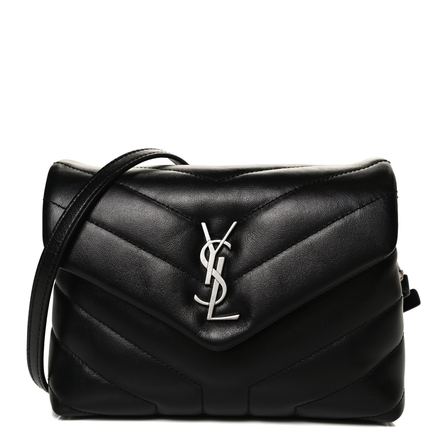 Saint Laurent Calfskin Y Quilted Monogram Toy Loulou Crossbody Bag Black 6 of 11