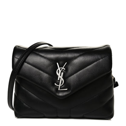 Saint Laurent Calfskin Y Quilted Monogram Toy Loulou Crossbody Bag Black 6 of 11