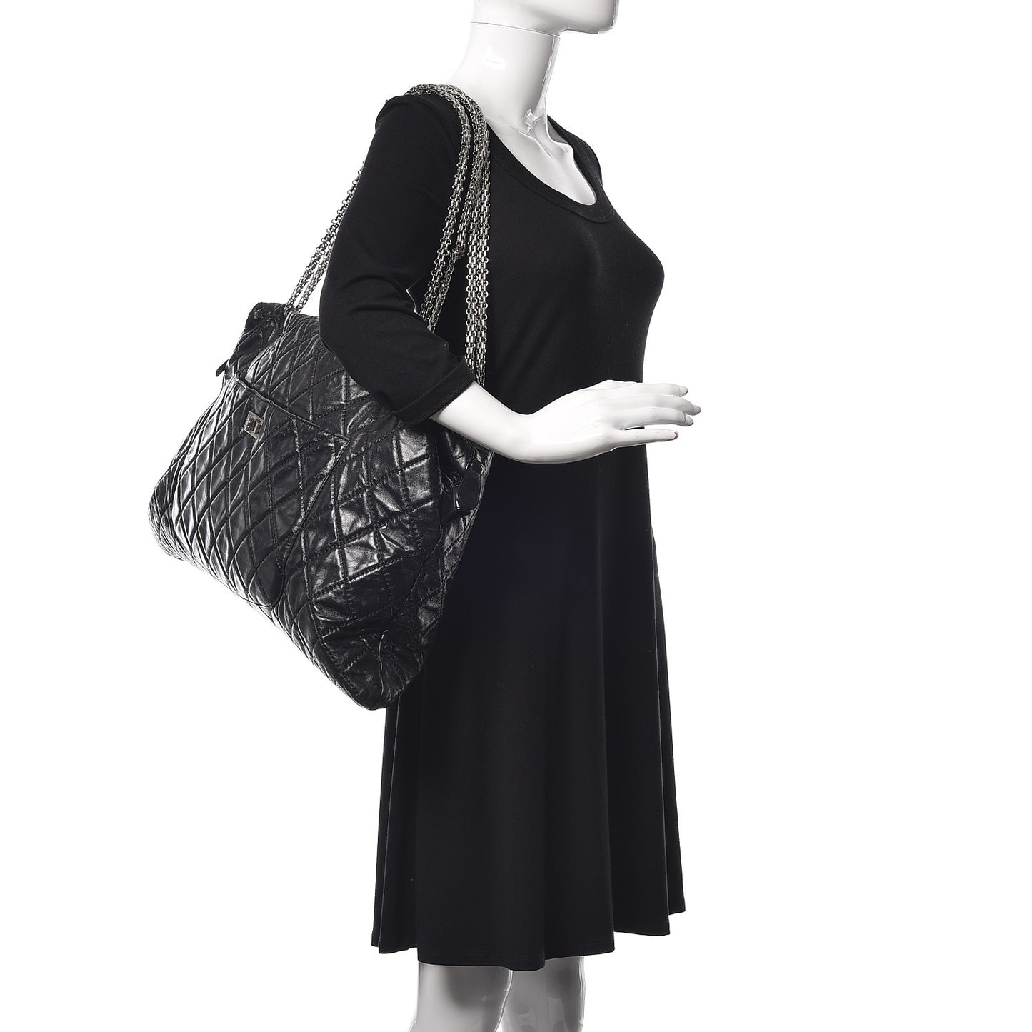 Aged Calfskin Oversized Reissue Overnight Tote Black