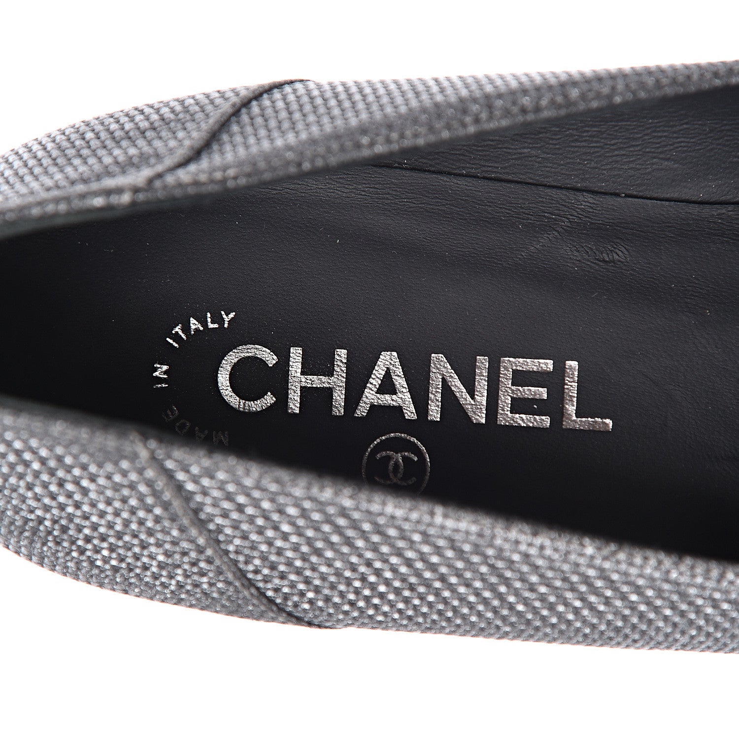 Chanel Metallic Calfskin Grosgrain CC Mocassin Loafers 41 Argent Fonce 7 of 8