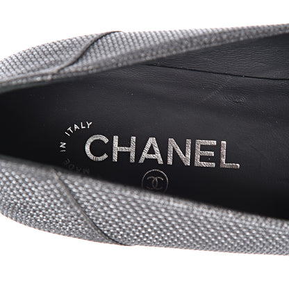 Chanel Metallic Calfskin Grosgrain CC Mocassin Loafers 41 Argent Fonce 7 of 8