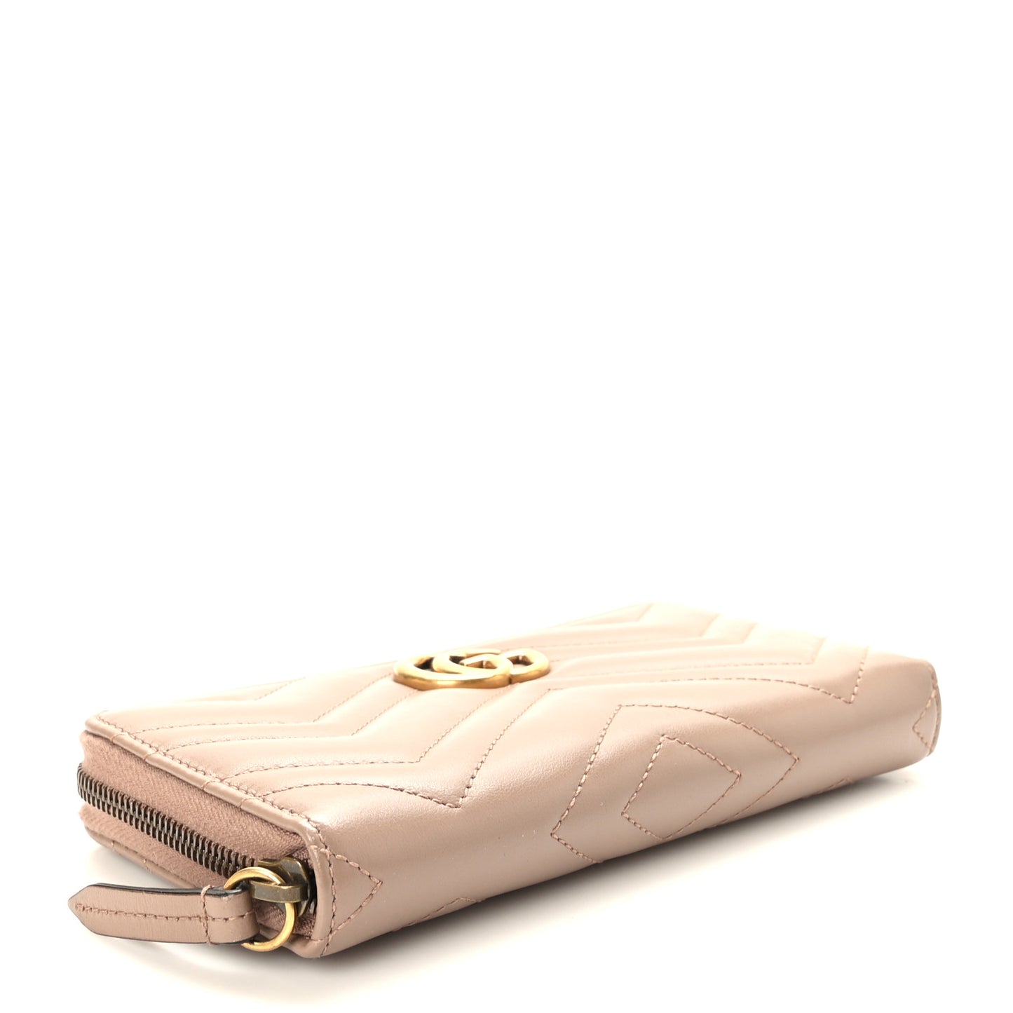 Calfskin Matelasse GG Marmont Zip Around Wallet Porcelain Rose