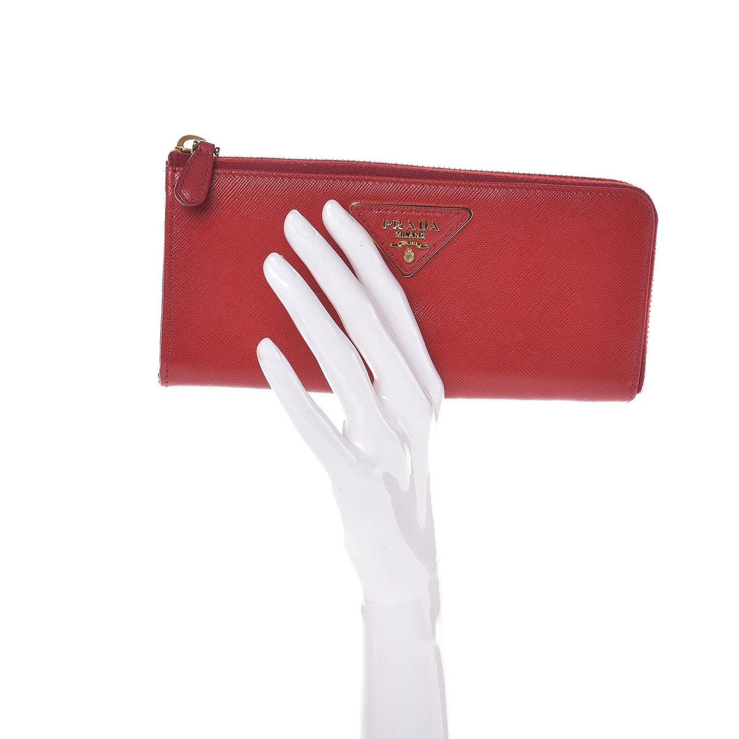 Saffiano Metal Zip Around Wallet Fuoco