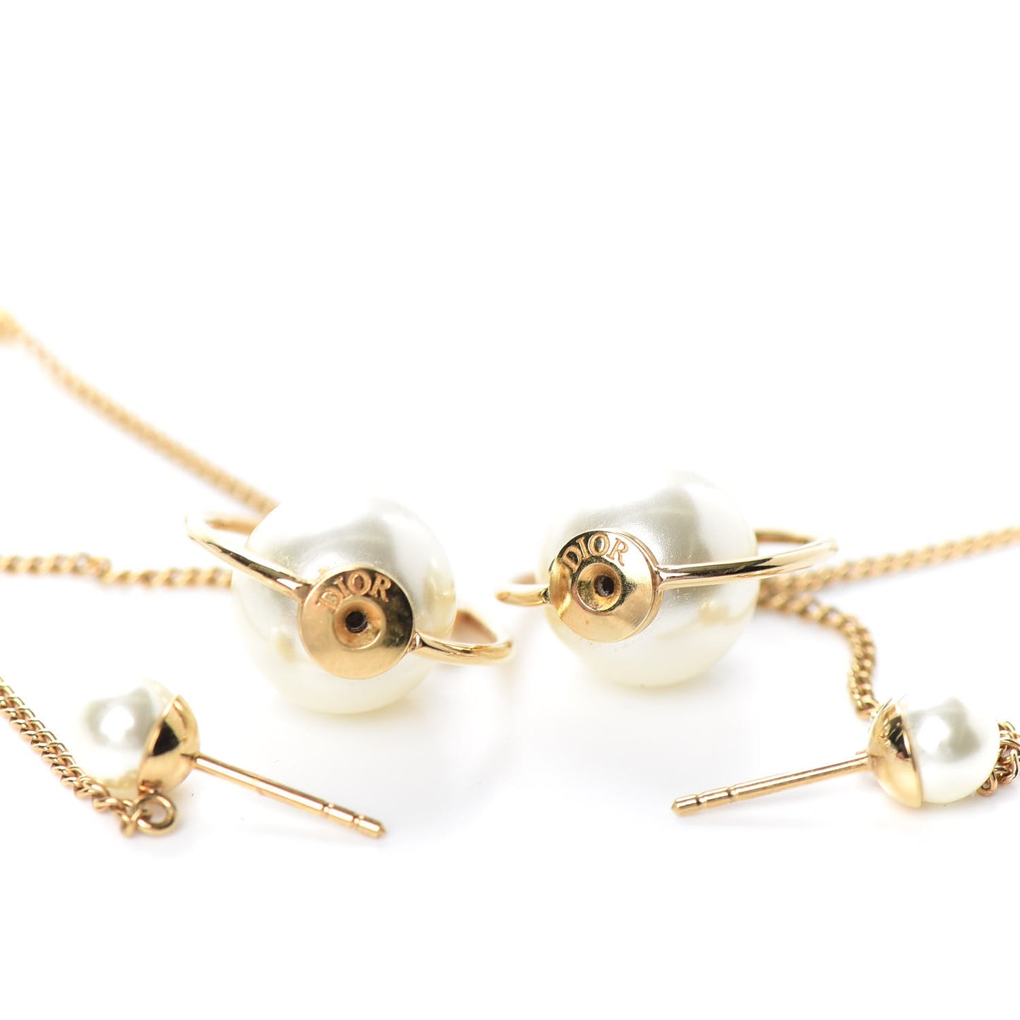 Pearl Tribales Dangle Chain Earrings Gold