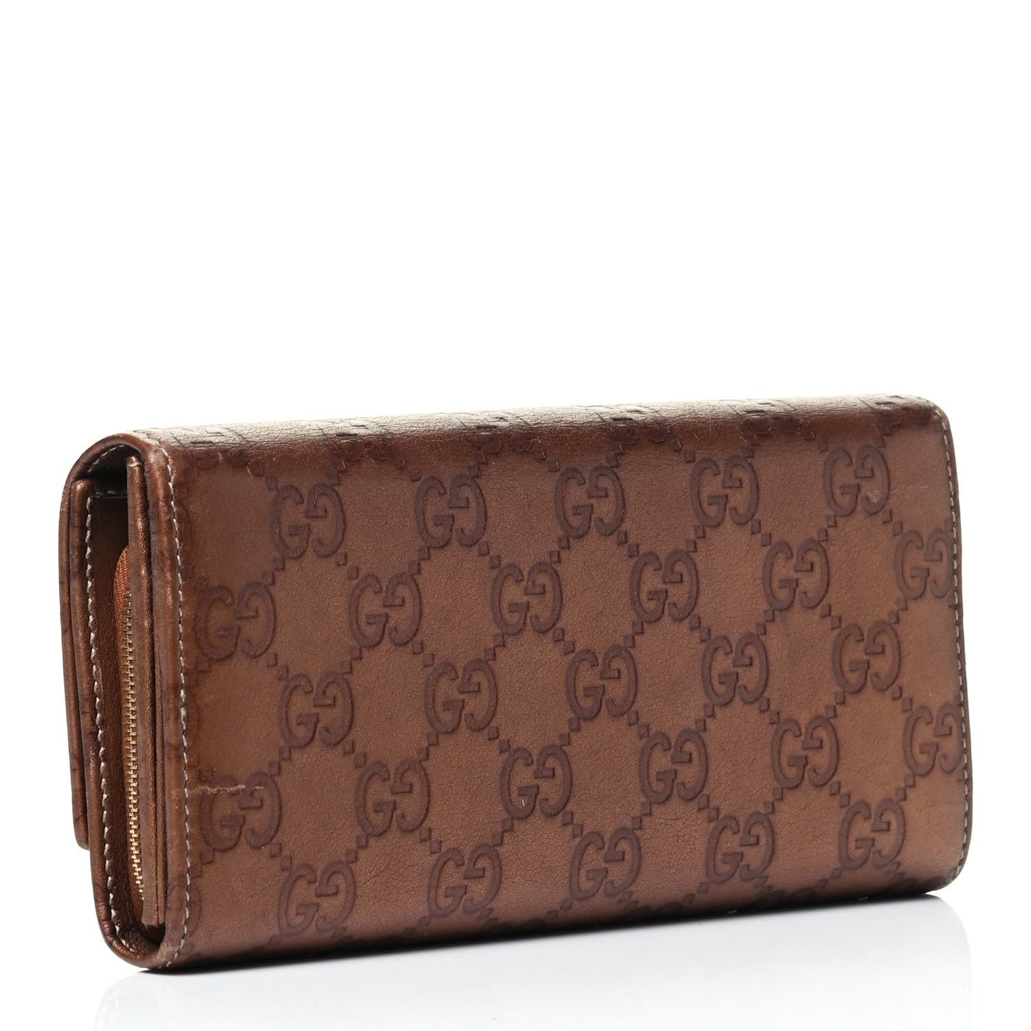 Metallic Guccissima Lovely Heart Continental Wallet Bronze