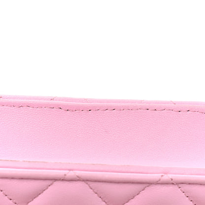 Chanel Lambskin Quilted Flap Phone Holder With Chain Lilac Light Green 13 of 14