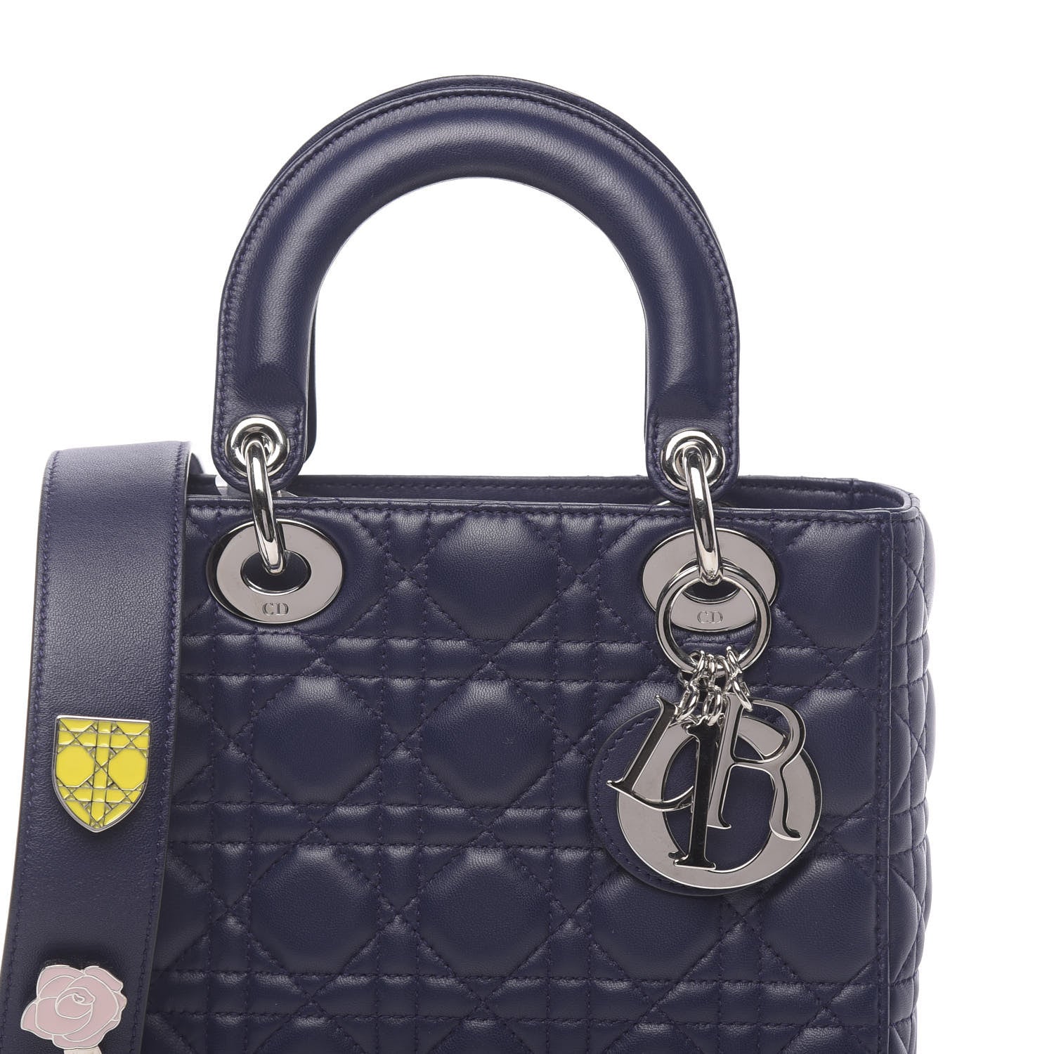 Christian Dior Lambskin Cannage Small Lucky Badges My Lady Dior Navy 9 of 9