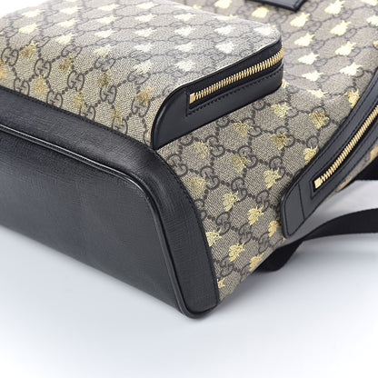 Gucci GG Supreme Monogram Bees Print Small Day Backpack Beige Oro Black 9 of 10