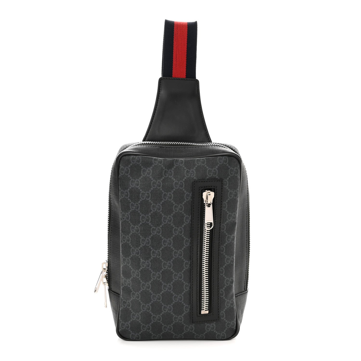 Gucci GG Supreme Monogram Web Belt Bag Black Grey 1 of 13