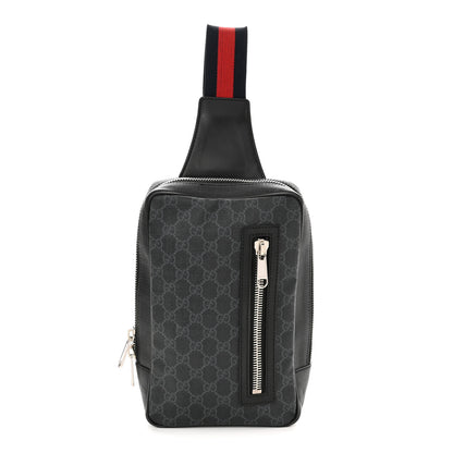 Gucci GG Supreme Monogram Web Belt Bag Black Grey 1 of 13
