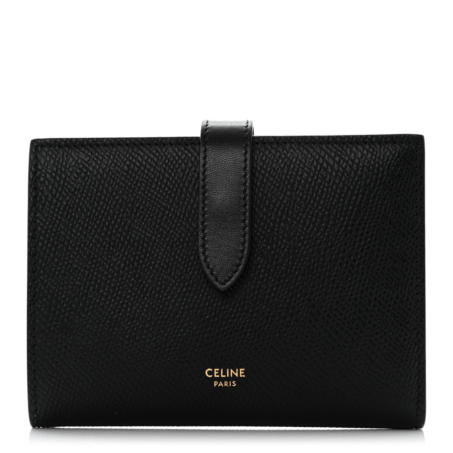 Grained Calfskin Medium Multifunction Strap Wallet Black