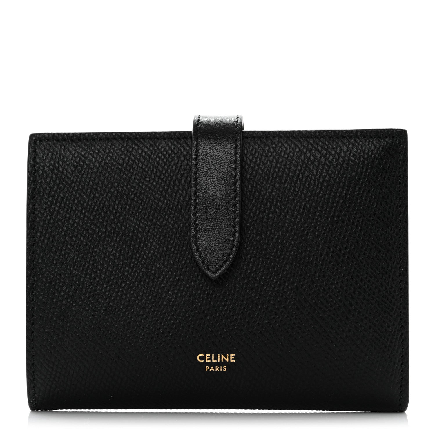 Celine Grained Calfskin Medium Multifunction Strap Wallet Black 1 of 8