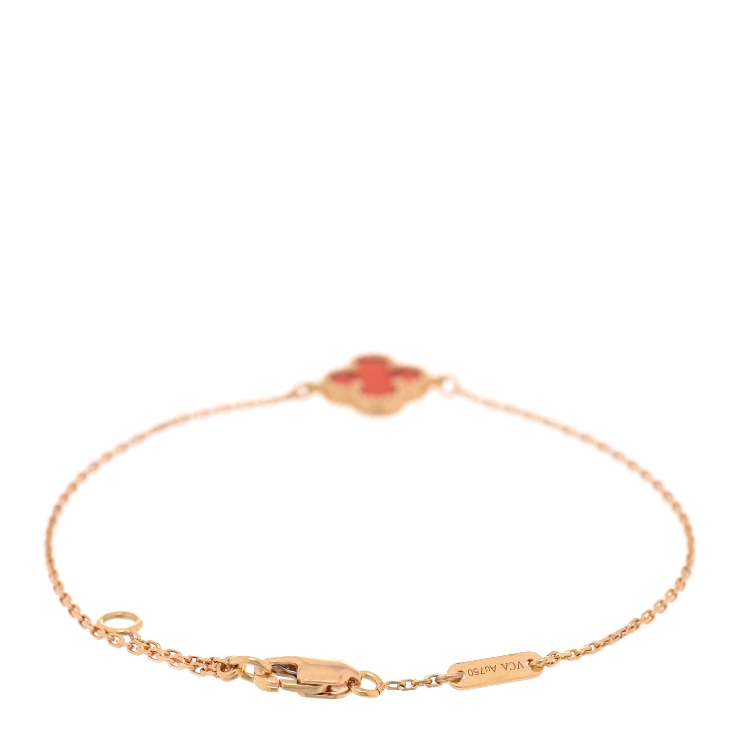 Van Cleef & Arpels 18K Rose Gold Carnelian Sweet Alhambra Bracelet 2 of 4