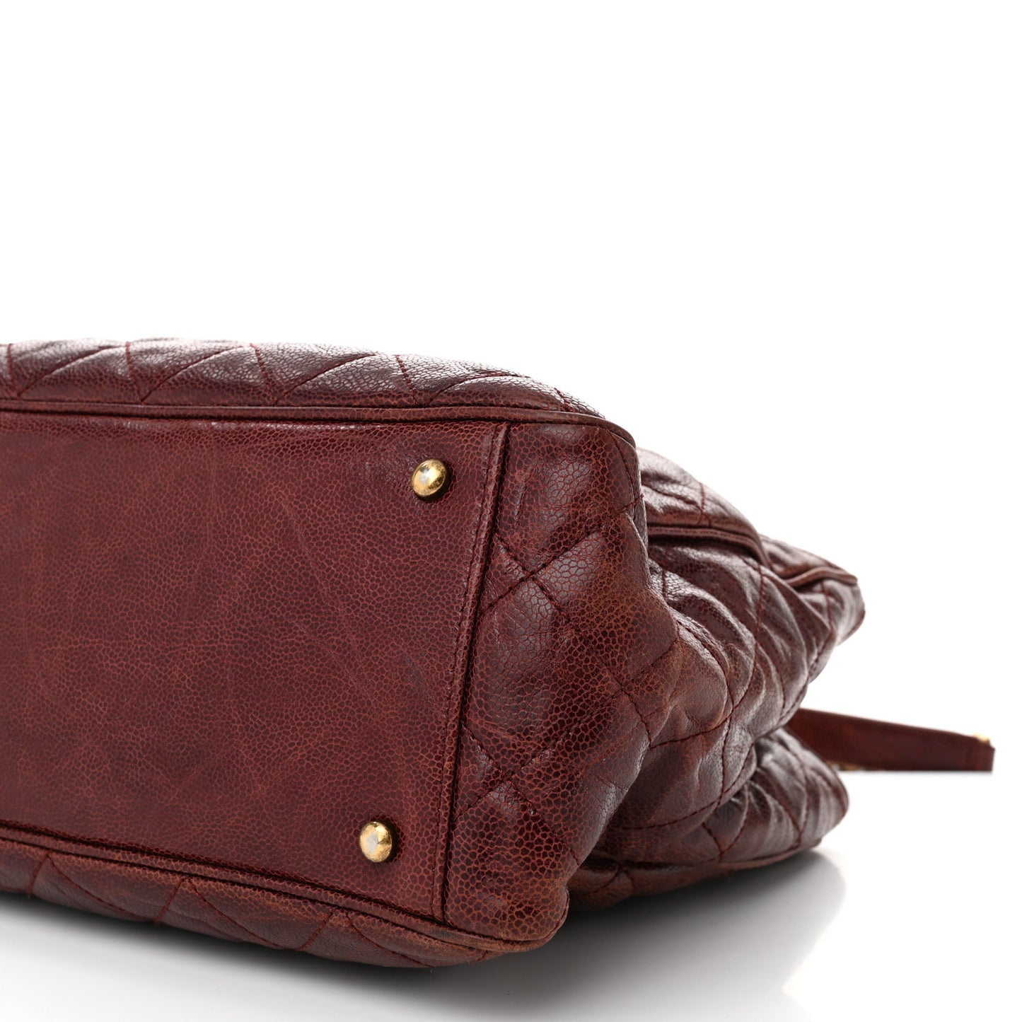 Glazed Caviar Quilted Small Shiva Tote Burgundy