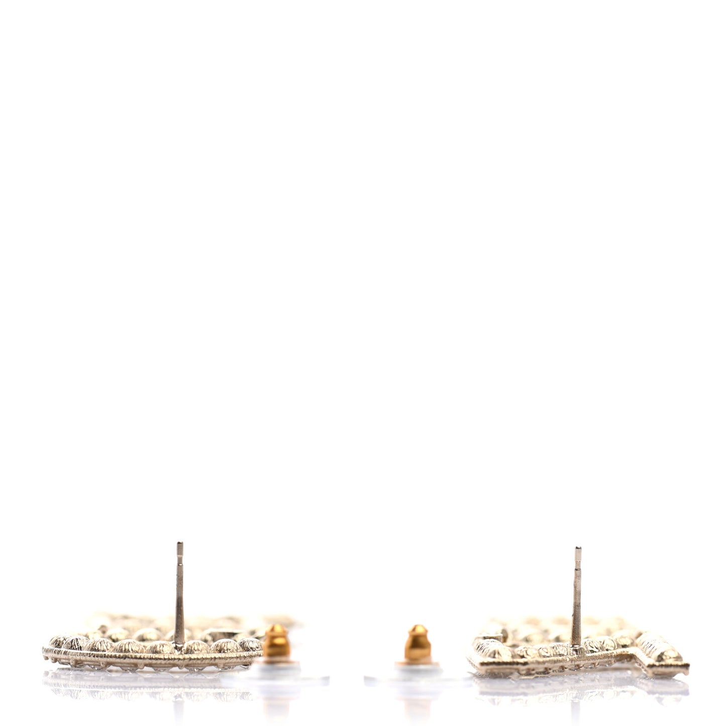 Crystal Cha-Nel Logo Drop Earrings Gold