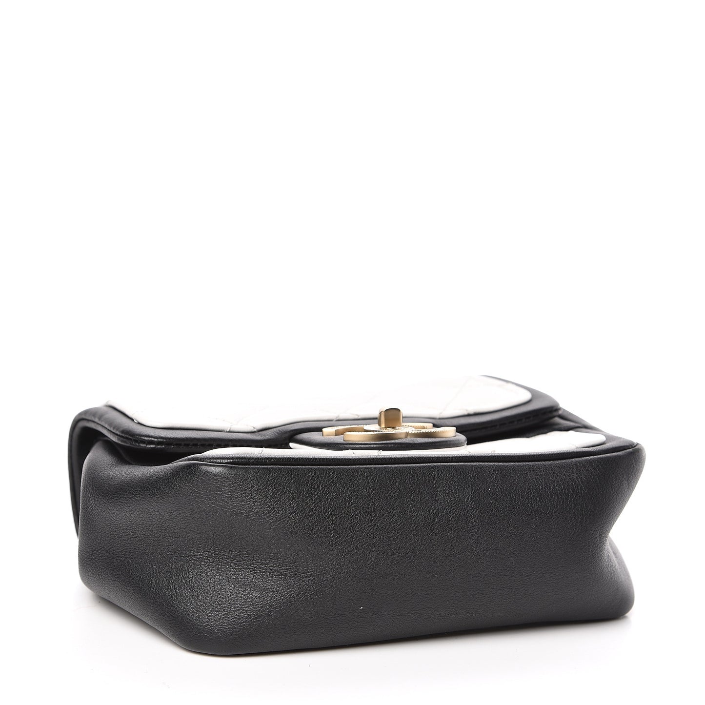 Calfskin Quilted Graphic Mini Flap Bag White Black