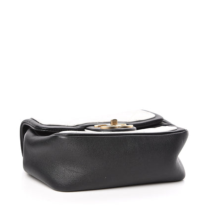 Chanel Calfskin Quilted Graphic Mini Flap Bag White Black 4 of 10