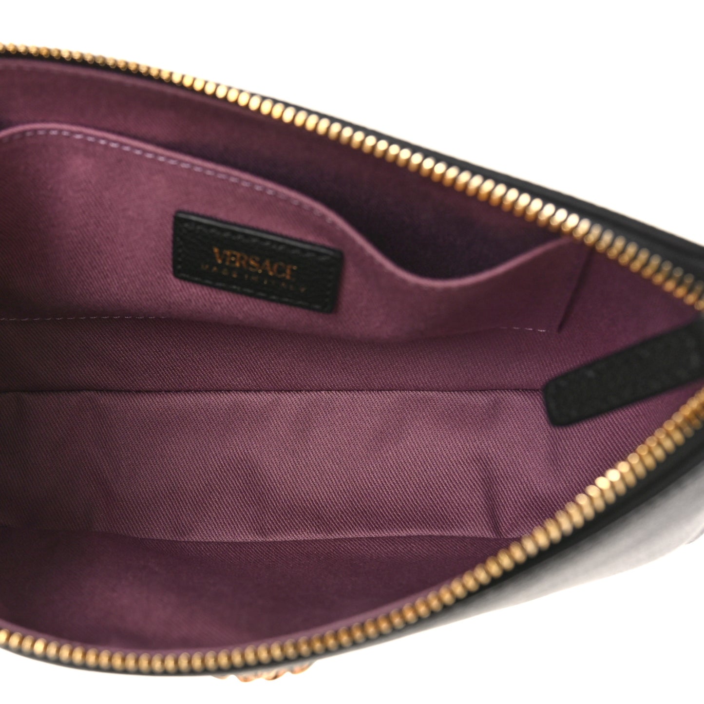 Grained Calfskin Medusa Shoulder Bag Black