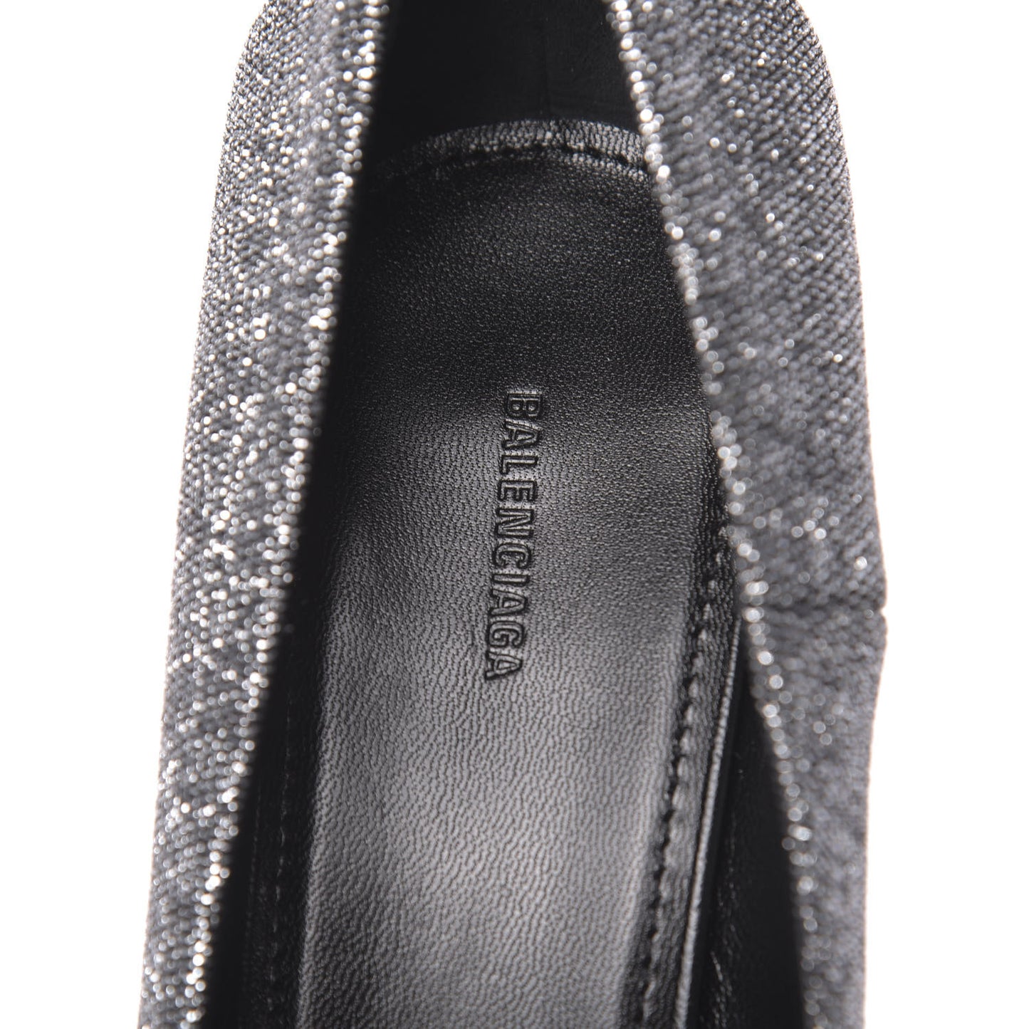 Shiny Fabric Square Knife 80mm Pumps 37.5 Silver