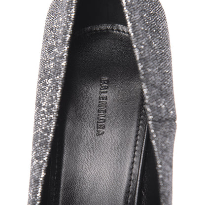 Balenciaga Shiny Fabric Square Knife 80mm Pumps 37.5 Silver 7 of 9