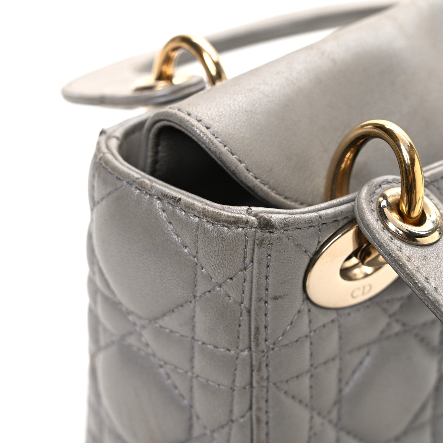 Christian Dior Metallic Lambskin Cannage Mini Lady Dior Grey 15 of 19