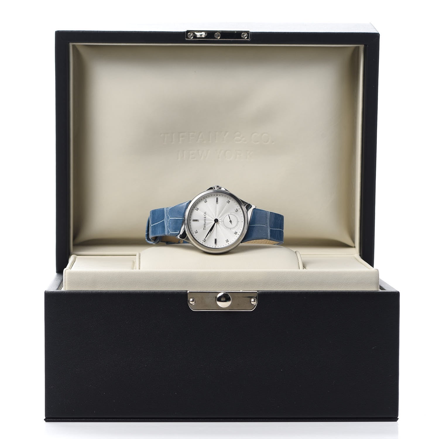 Tiffany Stainless Steel Alligator Diamond 34mm Metro 3-Hand Quartz Watch 5 of 5