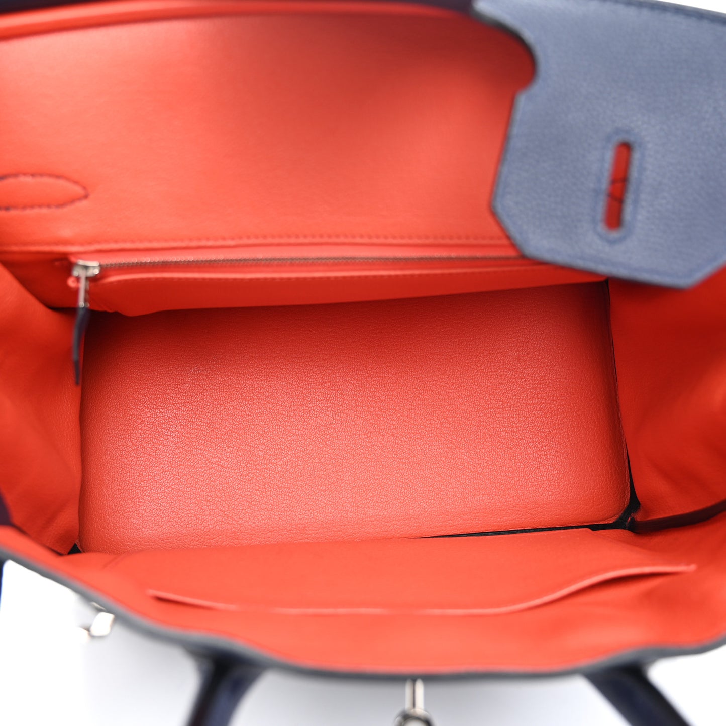 Togo Birkin Verso 30 Bleu Nuit Orange Poppy
