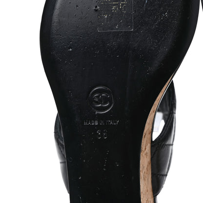 Chanel Goatskin Cork CC Wedge Sandals 36 Black 6 of 9