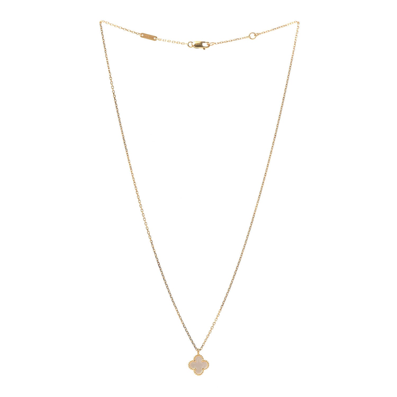 Van Cleef & Arpels 18K Yellow Gold Mother of Pearl Sweet Alhambra Pendant Necklace 3 of 5