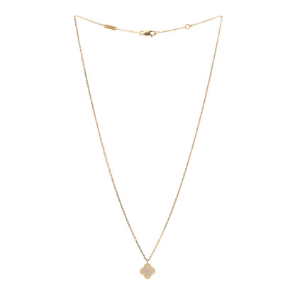 Van Cleef & Arpels 18K Yellow Gold Mother of Pearl Sweet Alhambra Pendant Necklace 3 of 5