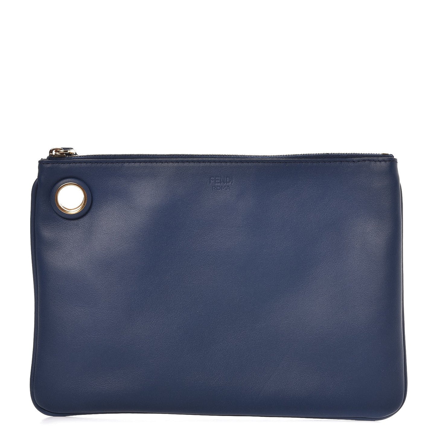 Vitello Century Opaco F is Fendi Pouch Blu Scuro