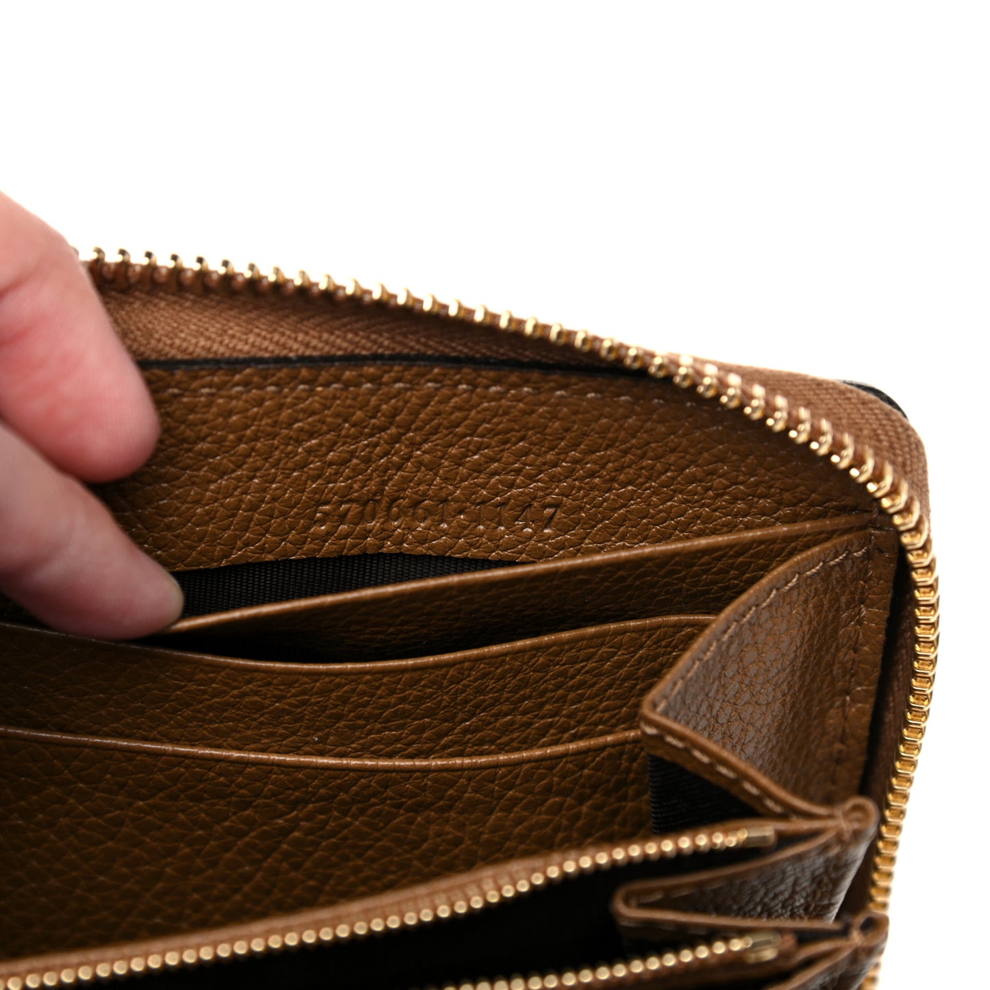 Grainy Calfskin Zumi Zip Around Wallet Friky Taupe
