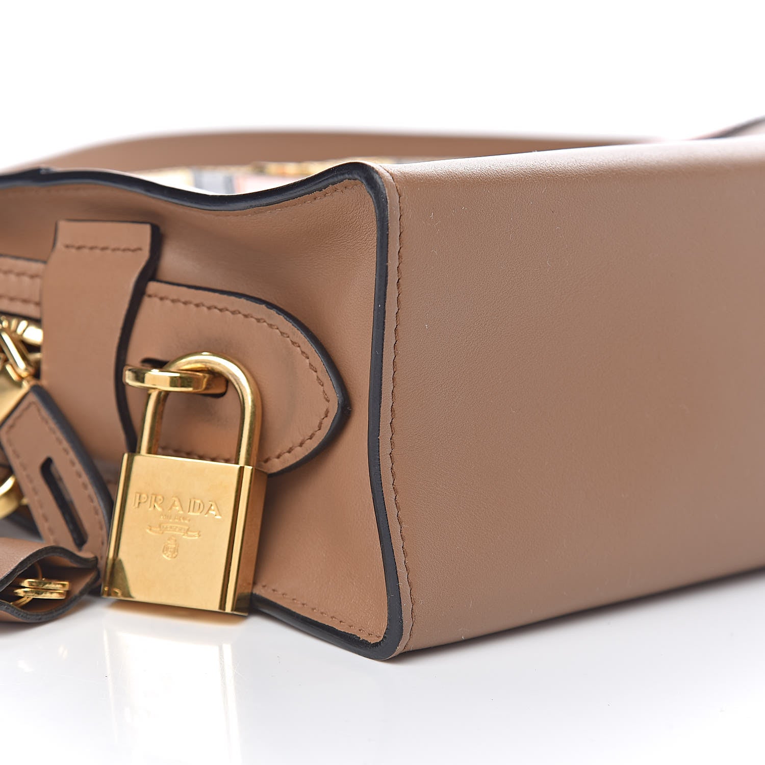 Prada City Calf Saffiano Greche Shoulder Bag Caramel Papaya 8 of 10