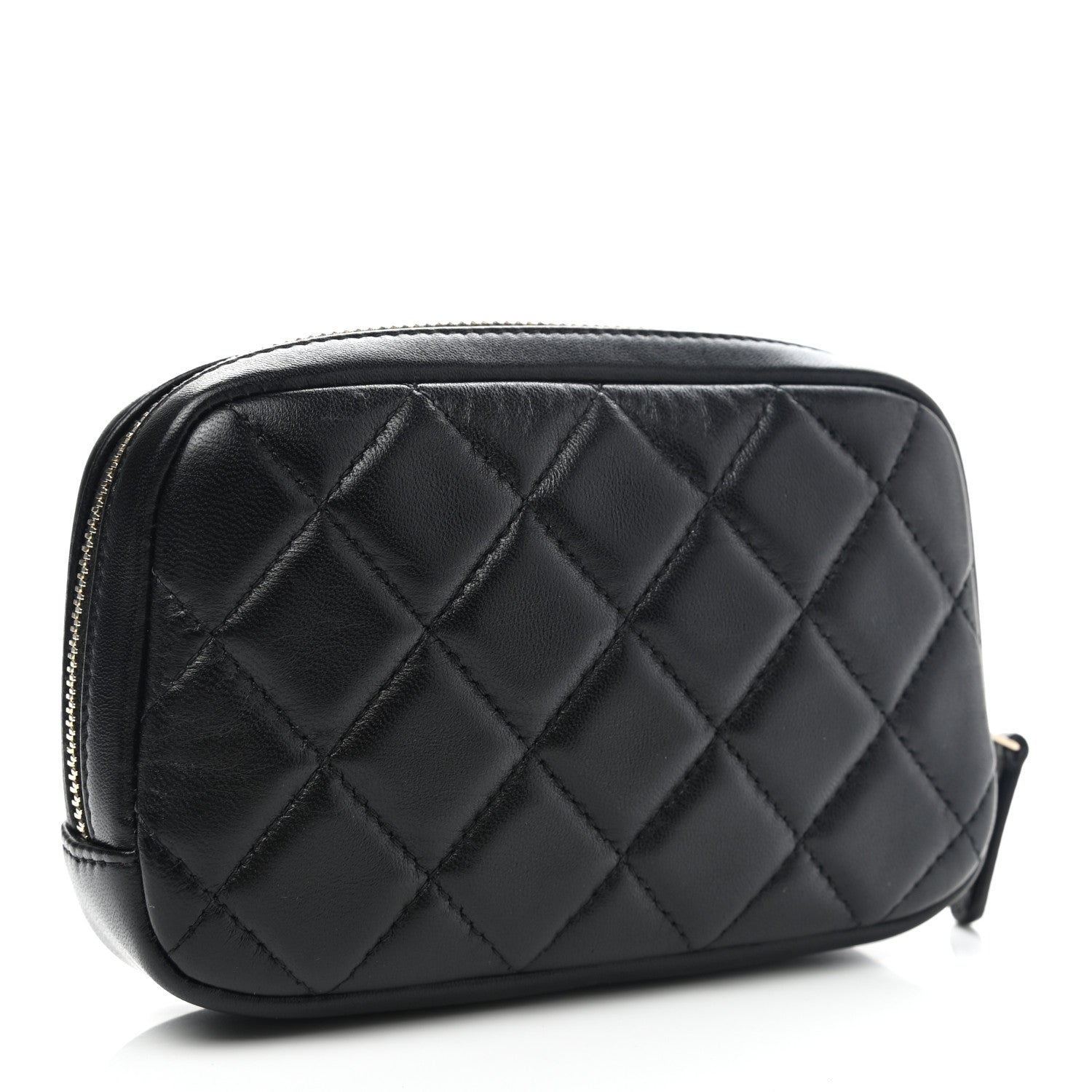 Chanel Lambskin Quilted Small Curvy Pouch Cosmetic Case Black 3 of 8