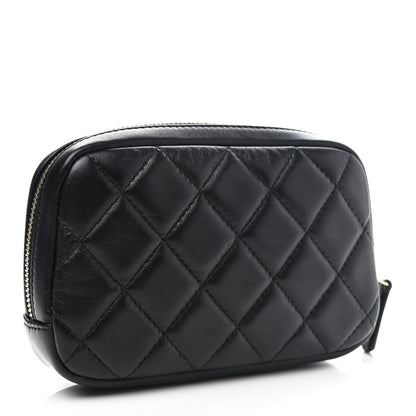 Chanel Lambskin Quilted Small Curvy Pouch Cosmetic Case Black 3 of 8