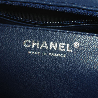 Chanel Washed Caviar Jumbo Double Flap Blue 6 of 7