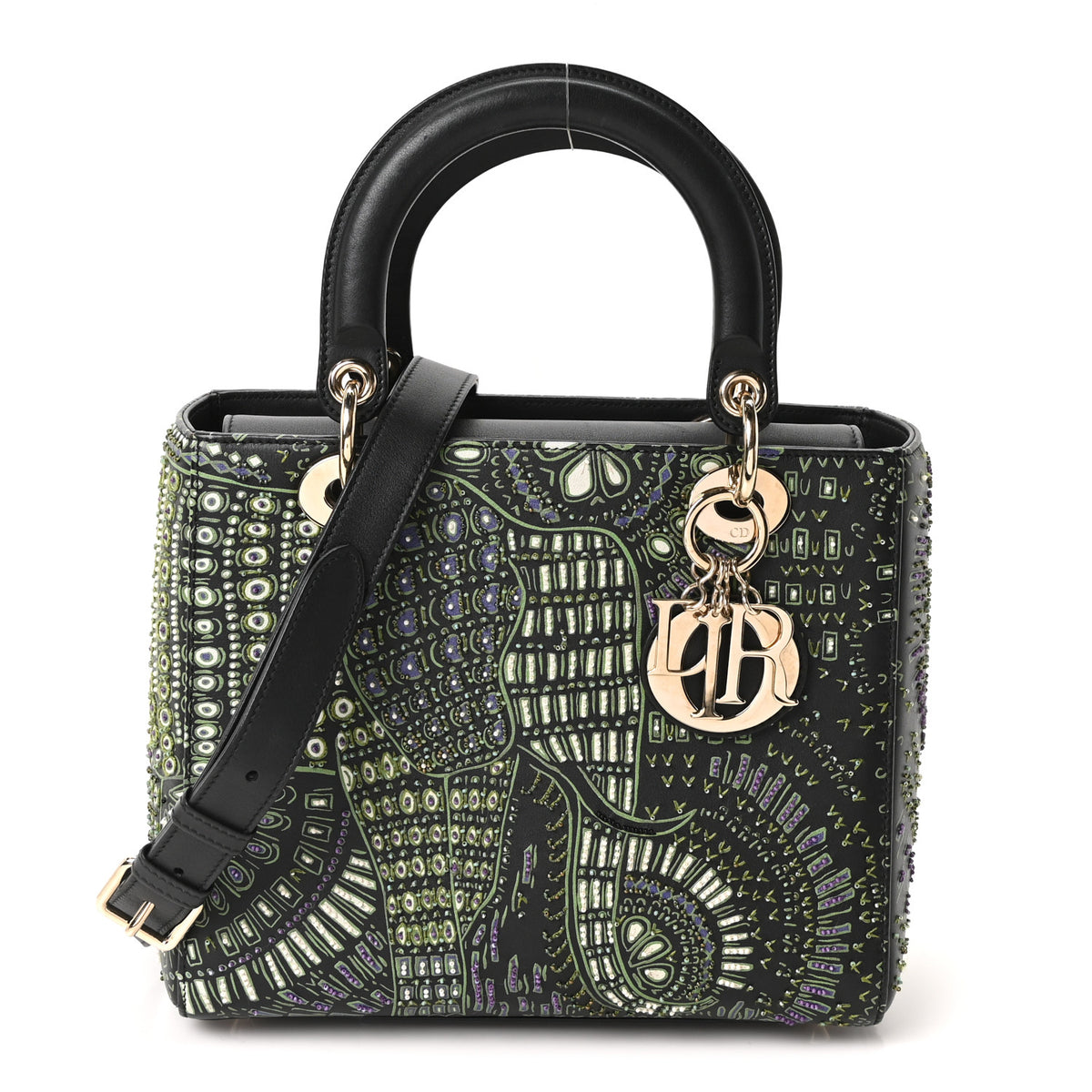 Christian Dior Smooth Calfskin Beaded Animals Medium Lady Dior Black Multicolor 1 of 10