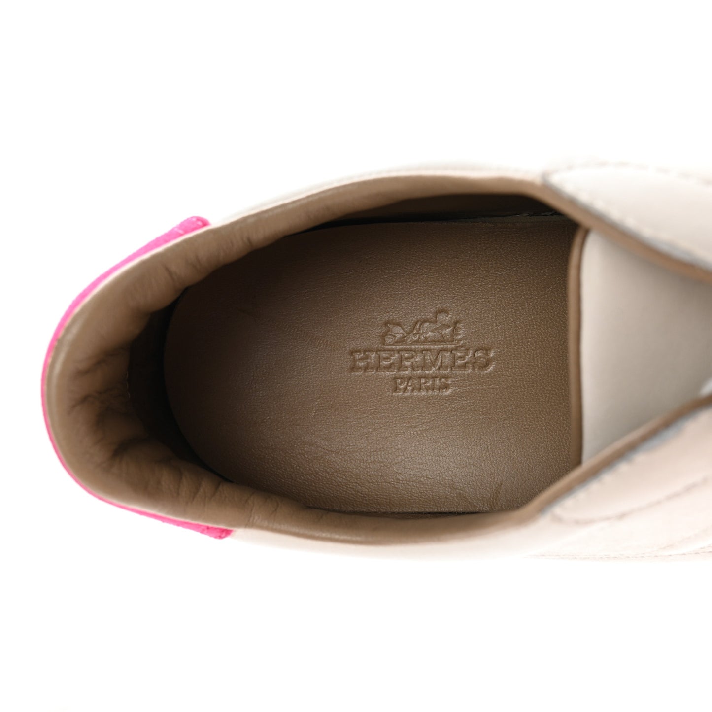 Calfskin Suede Goatskin Womens Voltage Sneakers 39.5 Blanc Rose Fuchsia