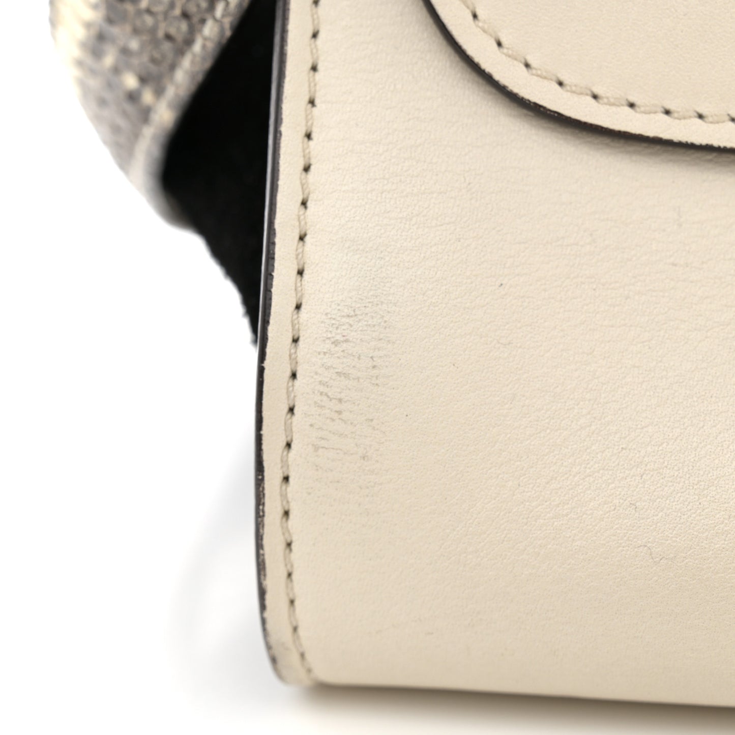 Calfskin Suede Whipsnake Medium Trapeze Black White