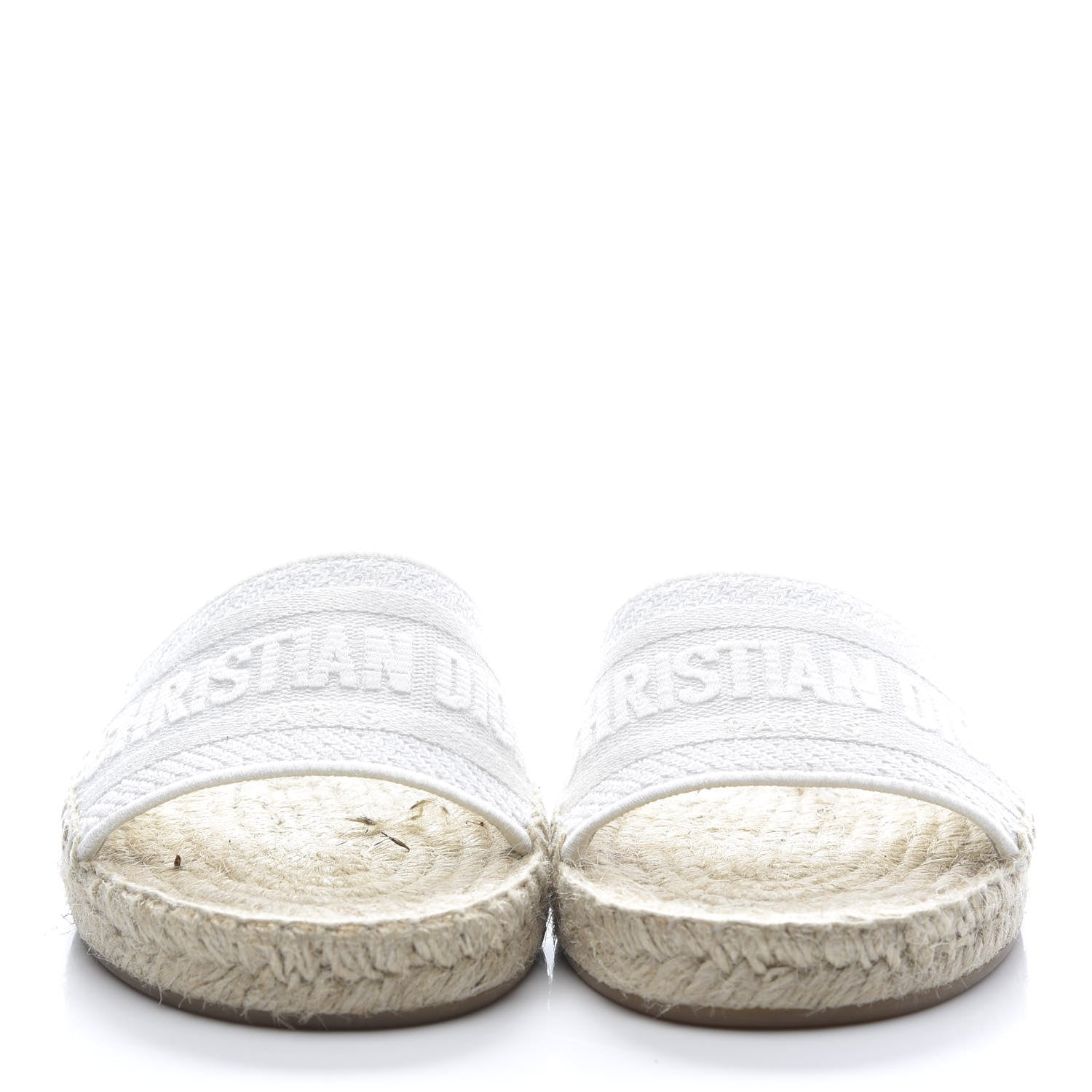 Christian Dior Canvas Embroidered Espadrille Flat Slide Sandals 36 White 2 of 9