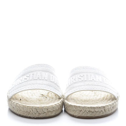 Christian Dior Canvas Embroidered Espadrille Flat Slide Sandals 36 White 2 of 9