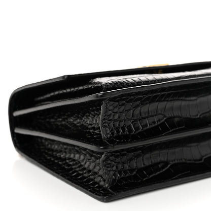 Saint Laurent Calfskin Crocodile Embossed Medium Monogram Sunset Black 8 of 10