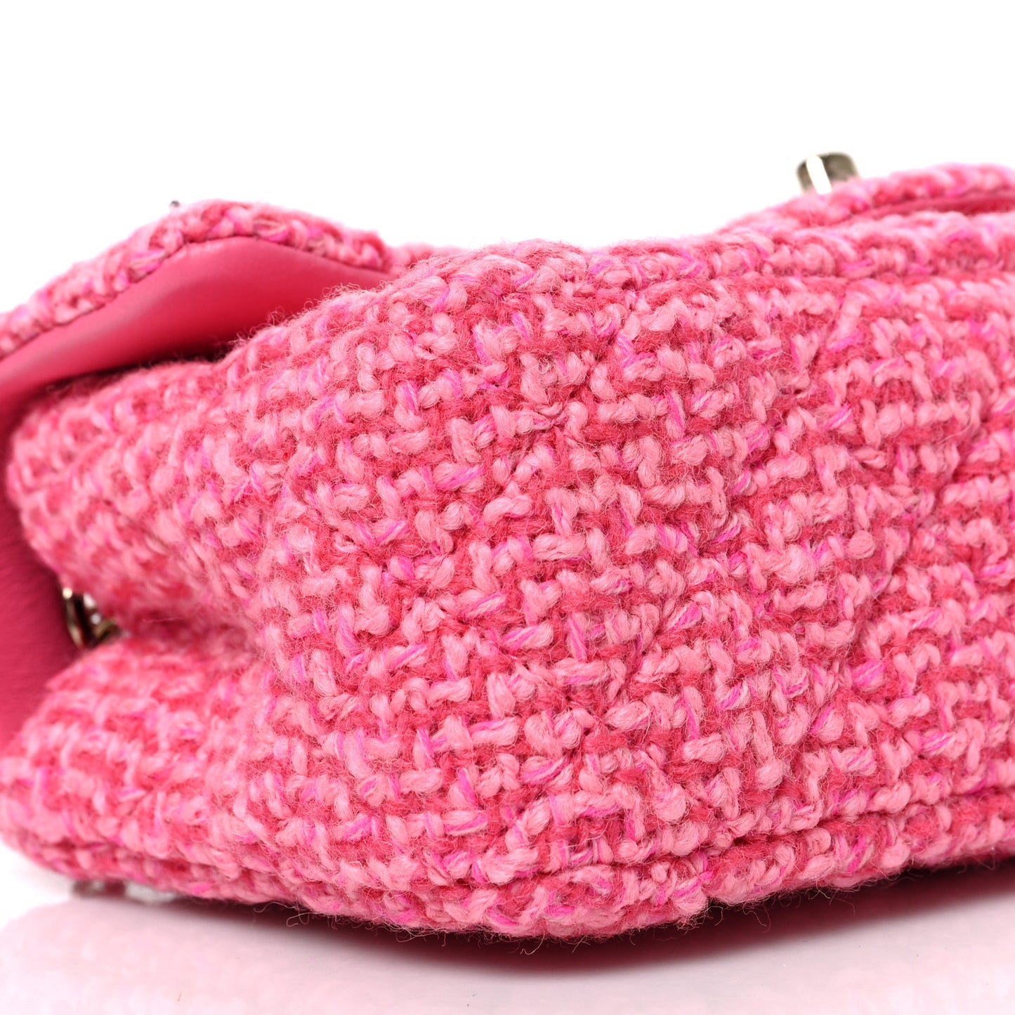 Wool Tweed Quilted Mini Rectangular Flap Dark Pink Fuchsia