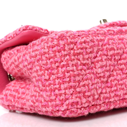 Chanel Wool Tweed Quilted Mini Rectangular Flap Dark Pink Fuchsia 8 of 9