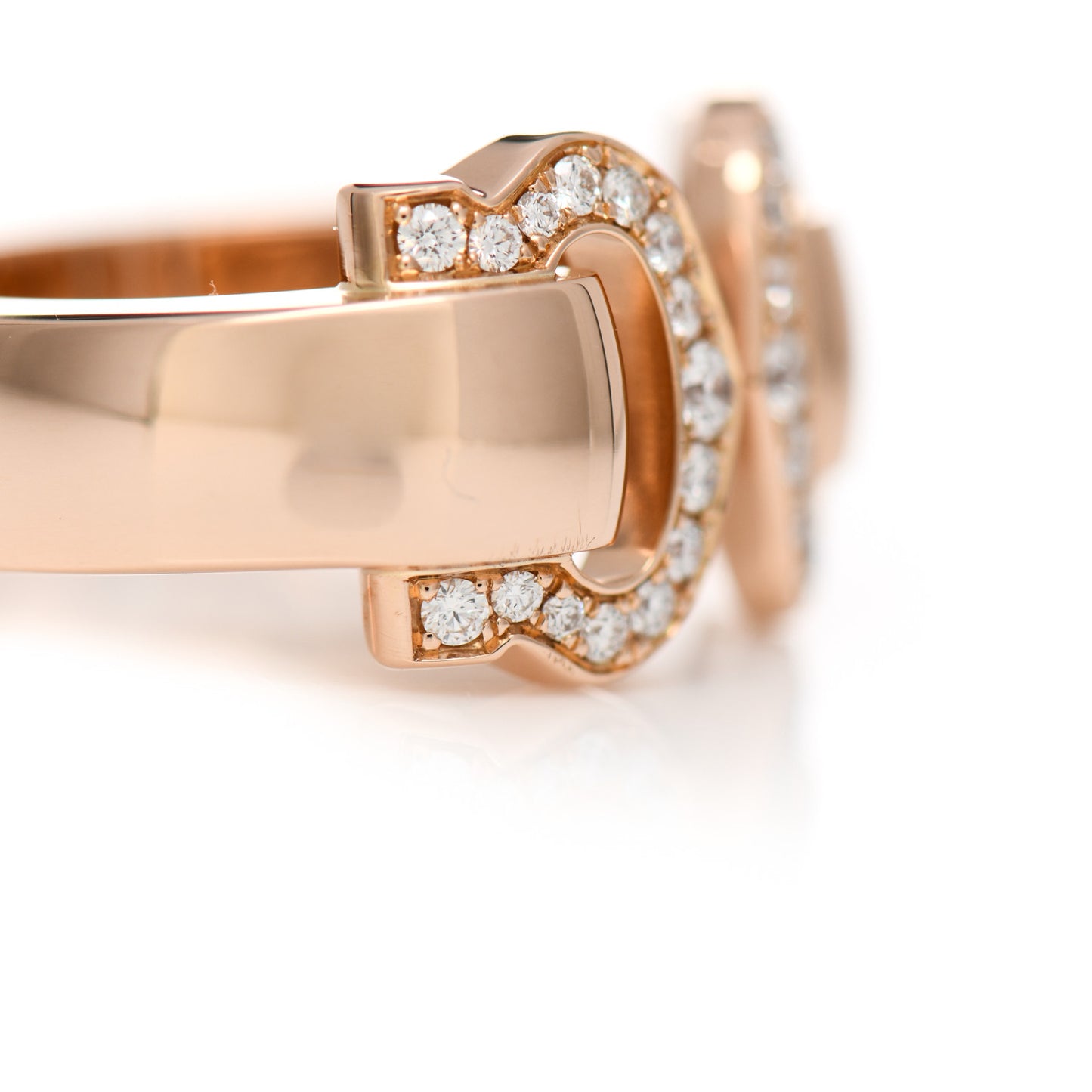 18K Pink Gold Diamond C De Cartier Ring 47 4.25