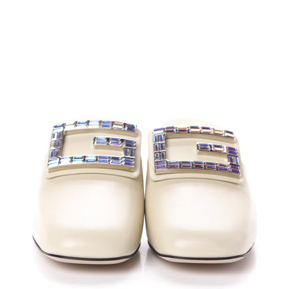 Gucci Malaga Kid Crystal Square G Madelyn Mules 37 Vintage White 2 of 7